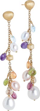 Marco Bicego Paradise Mixed Semiprecious Stone Long Drop Earrings