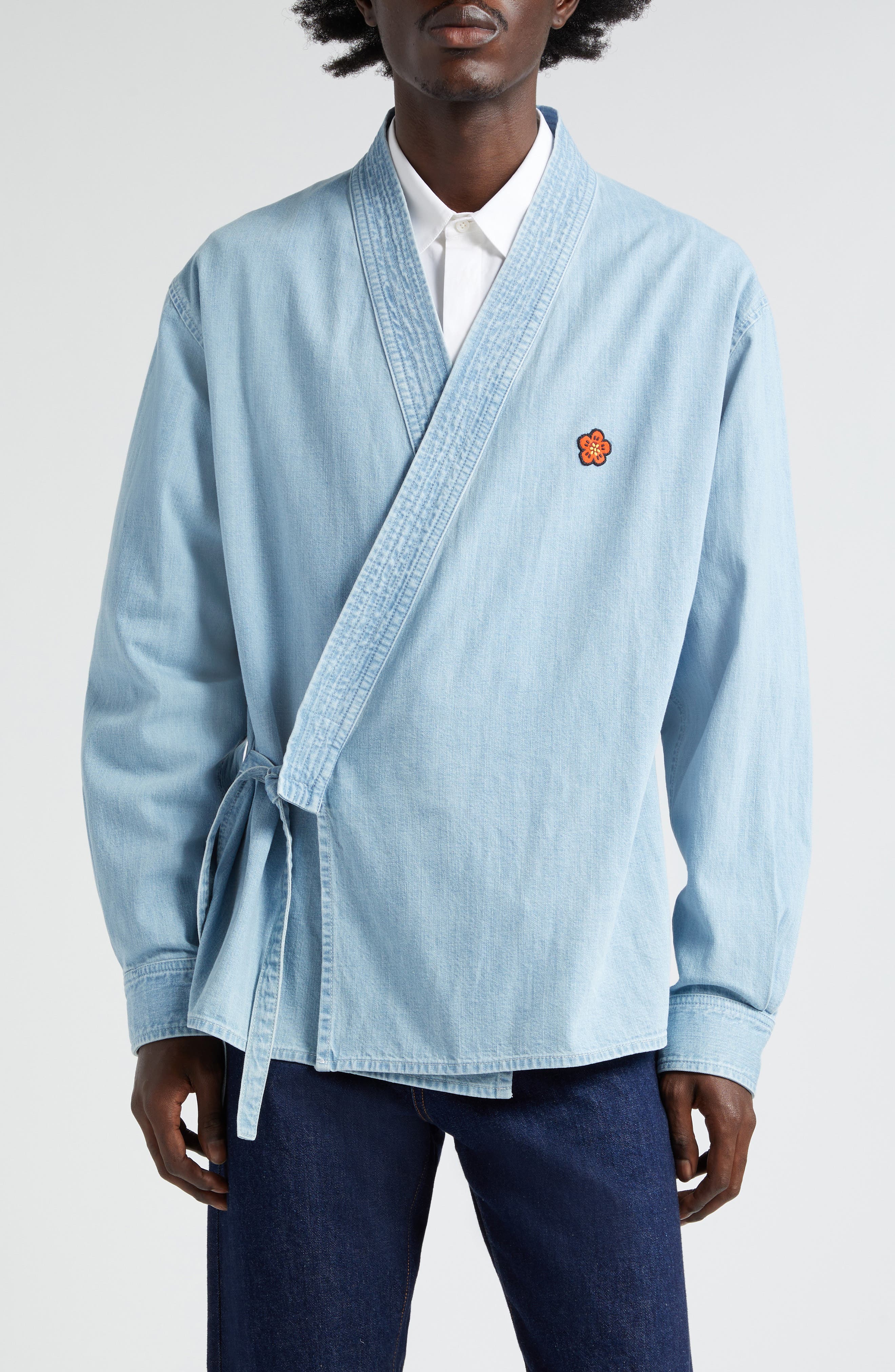 KENZO Cotton Denim Kimono Jacket (Men) | Nordstrom