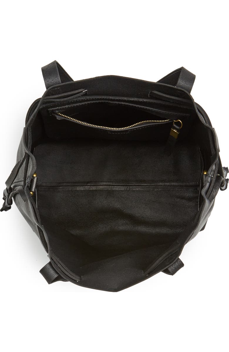 Madewell Medium Drawstring Transport Leather Tote, Alternate, color,