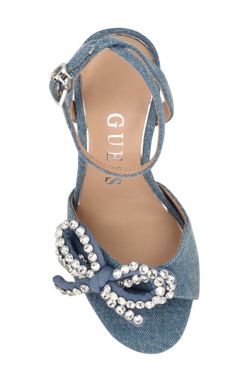Guess Charm Ankle Strap Sandal In Blue