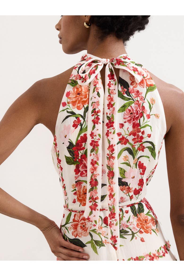 Nita Halter Neck Floral Dress, Alternate, color, Cream
