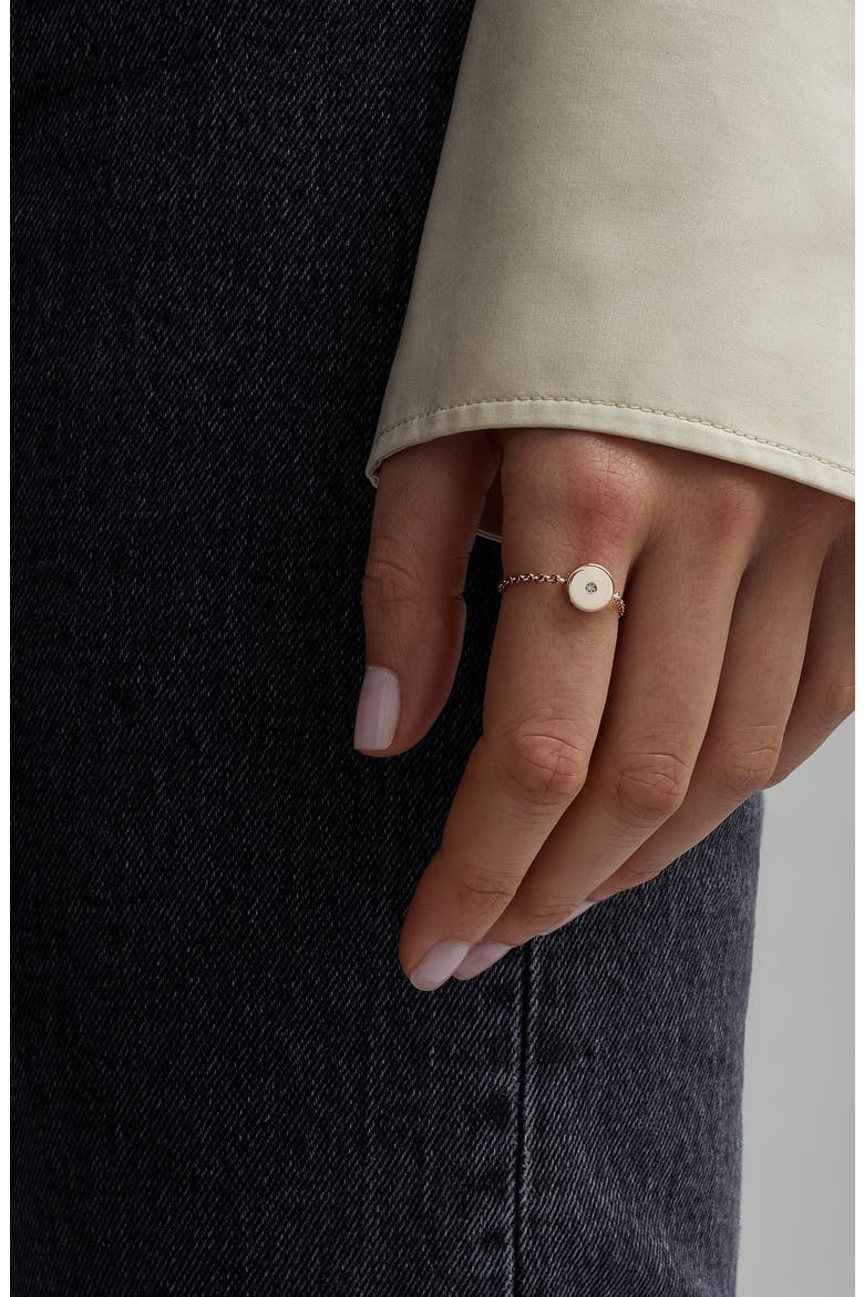 Linear Solo Diamond Friendship Chain Ring, Alternate, color, ROSE GOLD/ DIAMOND