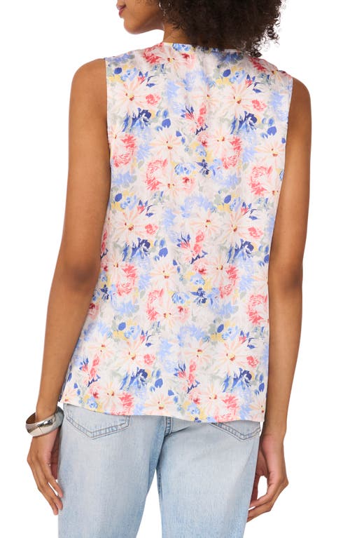 VINCE CAMUTO VINCE CAMUTO FLORAL RUFFLE DETAIL SLEEVELESS TOP