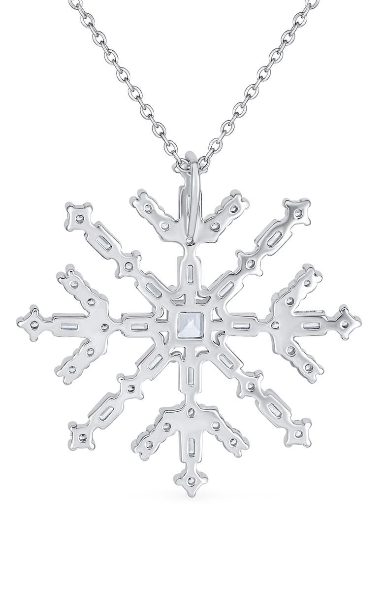 BLING JEWELRY CZ Snowflake Pendant Necklace, Alternate, color, Clear