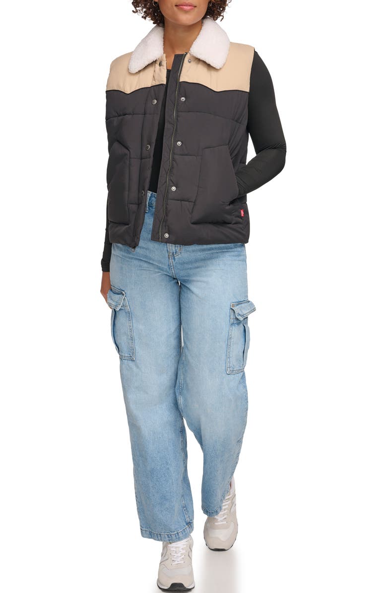Levi's<sup>®</sup> Water Resistant Western Puffer Vest, Alternate, color, Black