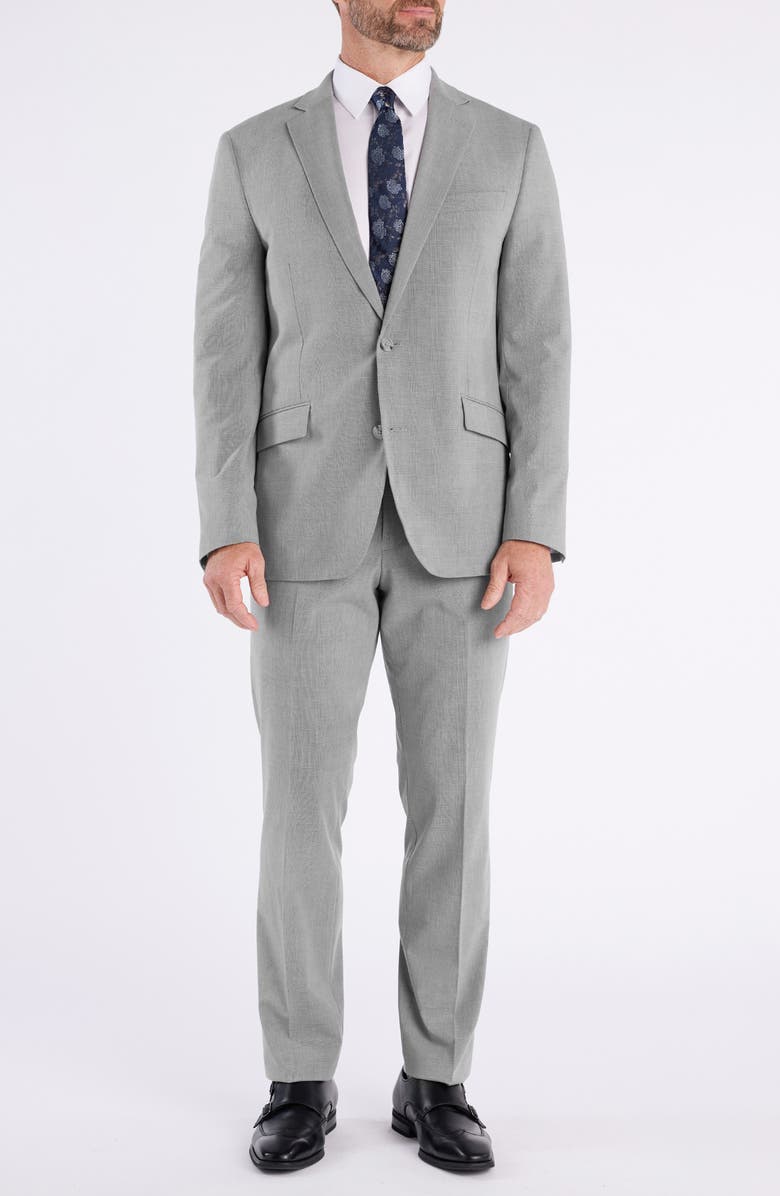SAVILE ROW CO Light Grey Plaid Suit, Main, color, Grey