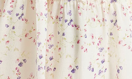 Max Studio Surplice Smocked Waist Dress In Ecru/pink Sweetpea Swirls