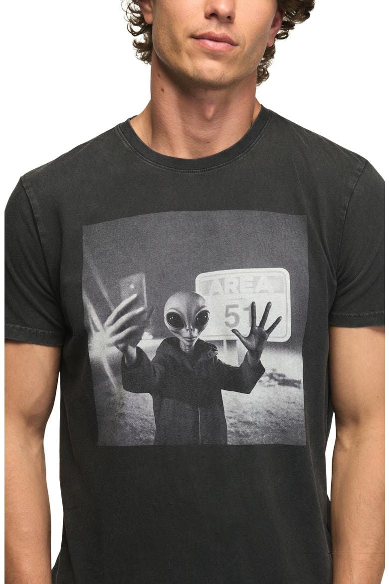 Area 51 Alien Cotton Graphic T-Shirt, Alternate, color, JET BLACK