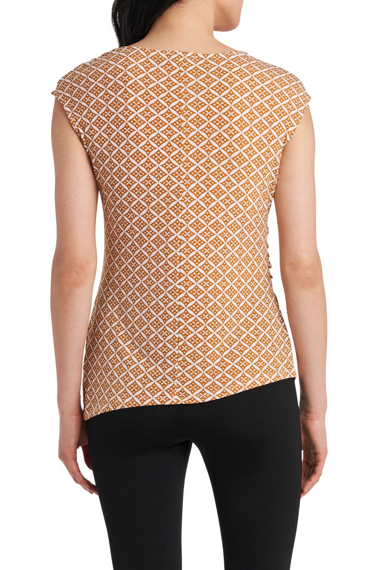 Geometric Zip Ruched Knit Top, Alternate, color, HONEYBEE