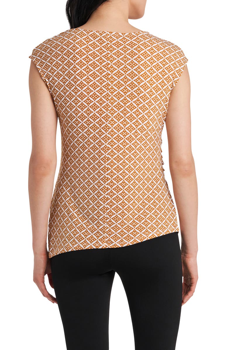 Chaus Geometric Zip Ruched Knit Top, Alternate, color, Honeybee