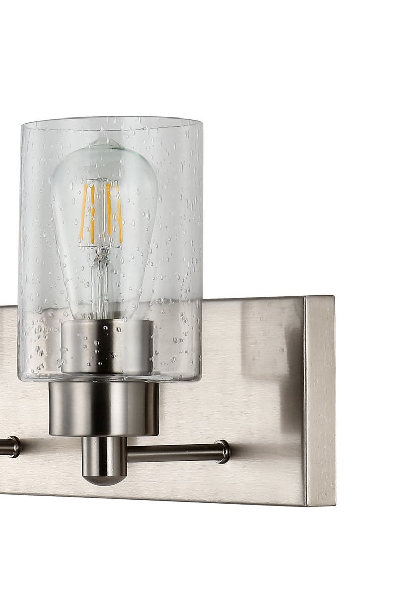 Irving 3-Light Seeded Glass/Iron Modern Contemporary LED Vanity Light, Alternate, color, Nickel with clear shade