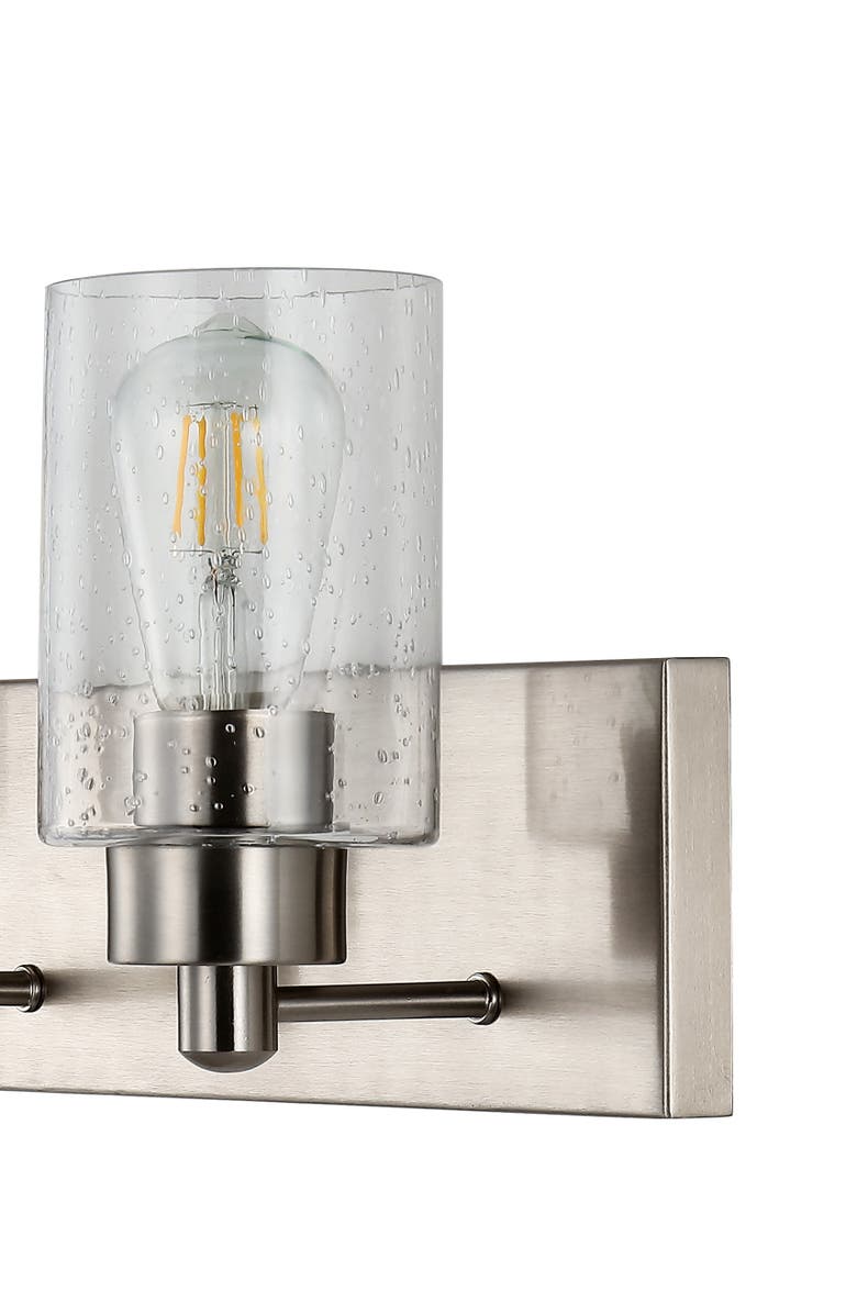 JONATHAN Y Irving 3-Light Seeded Glass/Iron Modern Contemporary LED Vanity Light, Alternate, color, Nickel With Clear Shade