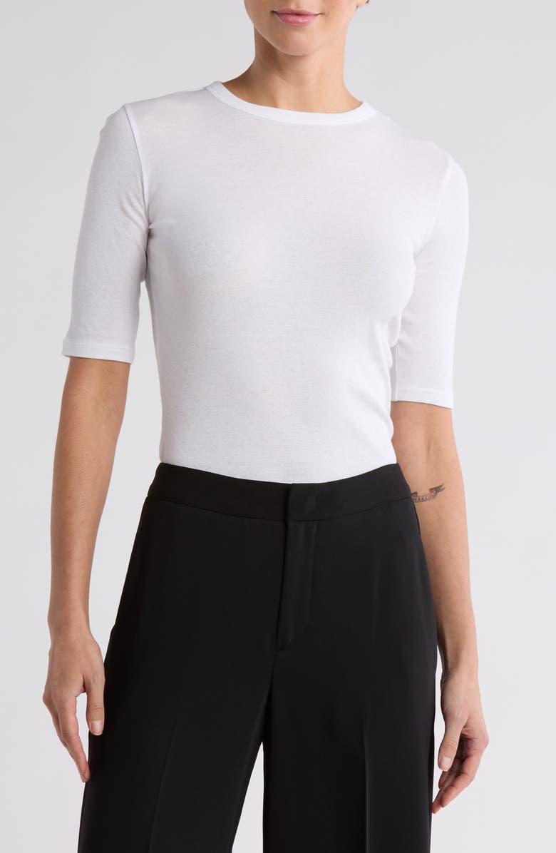 Vince Elbow Sleeve Crew Tee, Main, color, Optic White