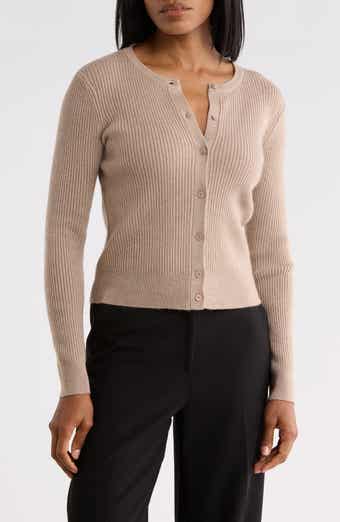Ribbed Metallic Cashmere Cardigan