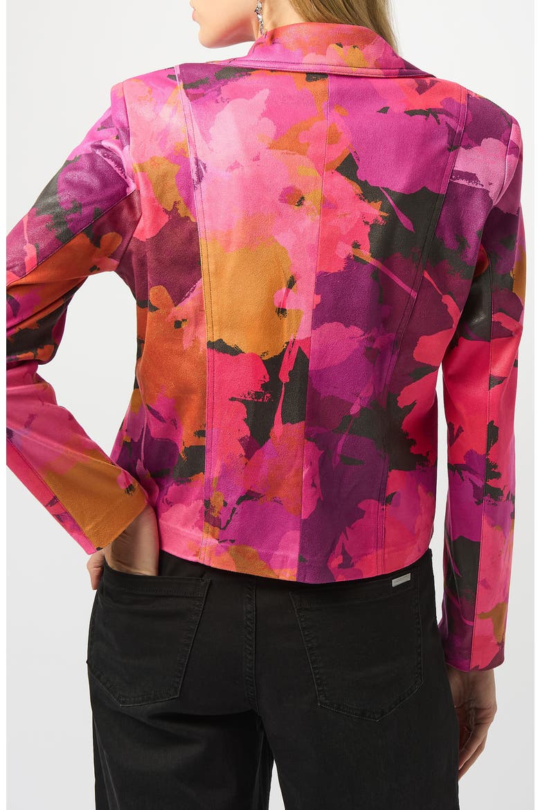 Floral Foiled Faux Leather Moto Jacket, Alternate, color, BLACK/ MULTI