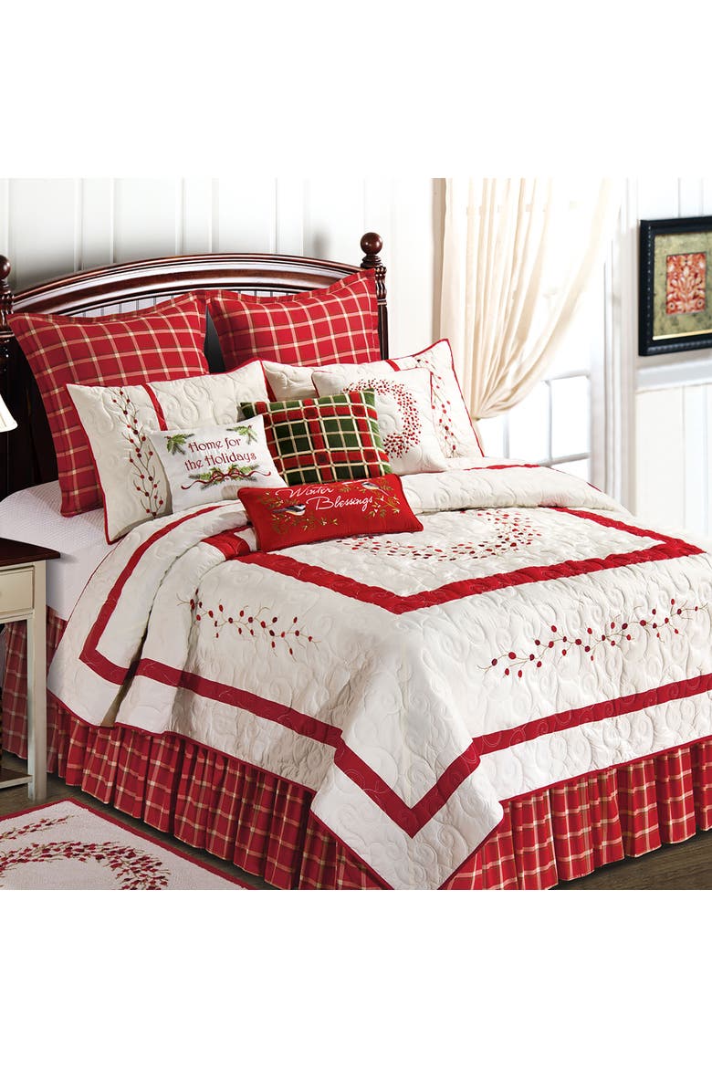 Berry Wreath Quilt, Alternate, color, Red