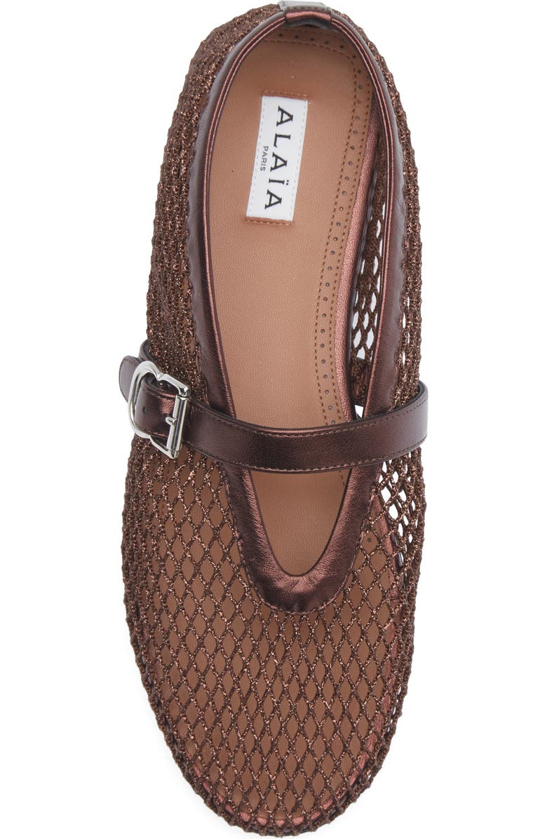 Alaïa Fishnet Ballerina Flat, Alternate, color, Bronze