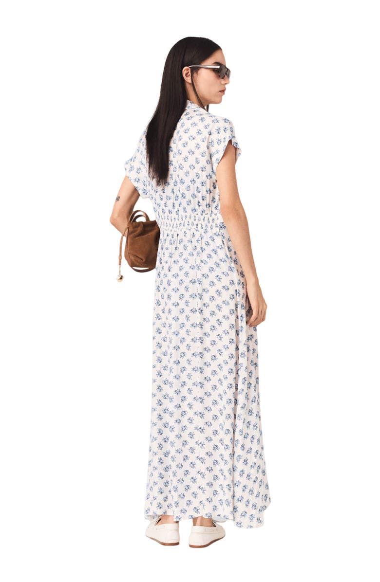 maje Jacquard print maxi dress, Alternate, color, Blue Small Flowers Print