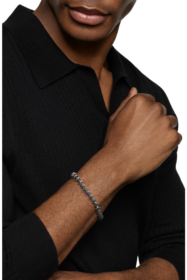 Men's Armory Link Bracelet, Sterling Silver with Black Diamonds, 7.5mm, Alternate, color, SILVER
