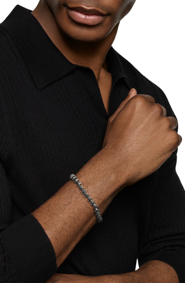 David Yurman Men's Armory Link Bracelet, Sterling Silver with Black Diamonds, 7.5mm, Alternate, color, Silver