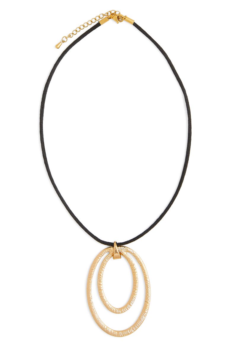 Hoop Pendant Cord Necklace, Main, color, GOLD