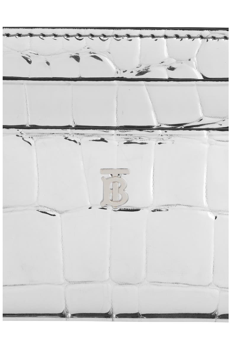 Sandon Metallic Croc Embossed Faux Leather Card Holder, Alternate, color, SILVER