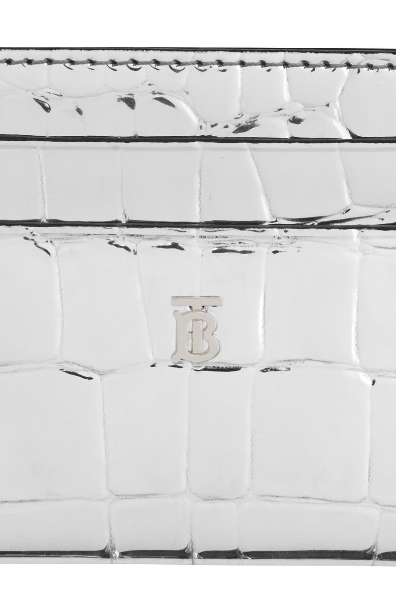 Burberry Sandon Metallic Croc Embossed Faux Leather Card Holder, Alternate, color, 