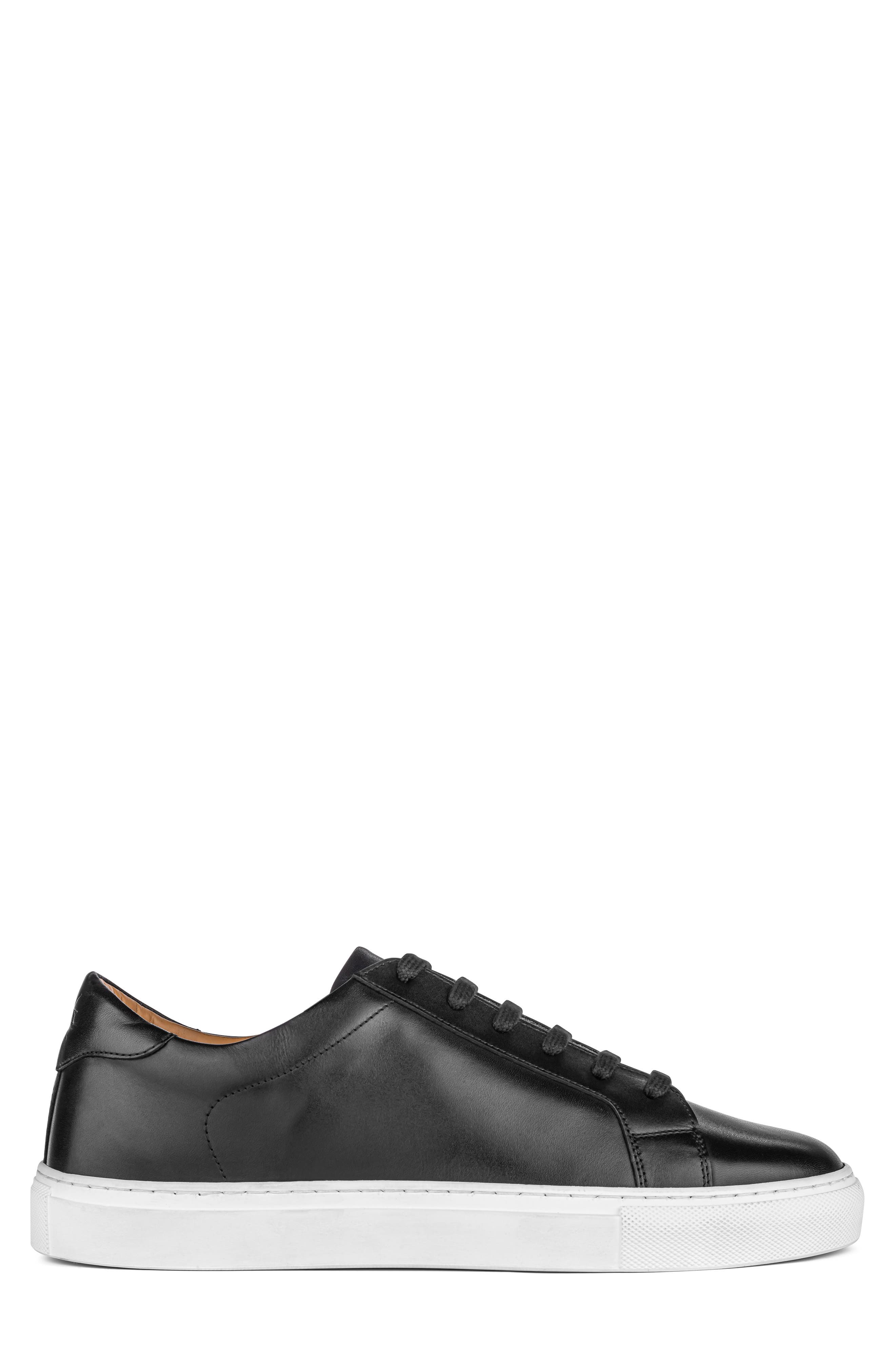 Gavin Leather Low Top Sneaker, Alternate, color, BLACK