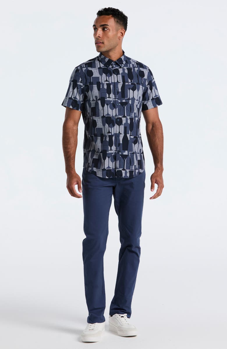 Original Penguin Chambray Short Sleeve Button Down Shirt, Alternate, color, Dark Sapphire