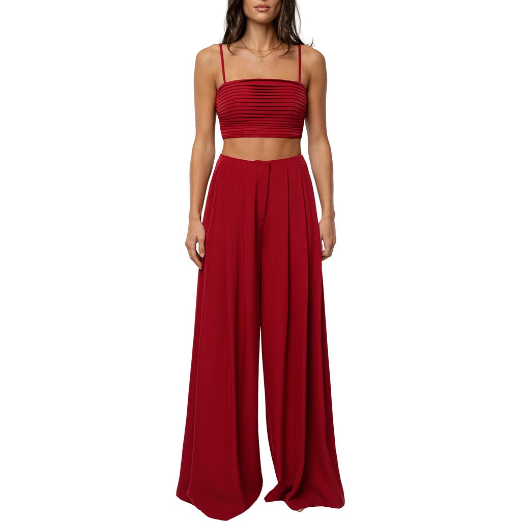 Jluxlabel Serenade Crop Top & Wide Leg Pants In Red
