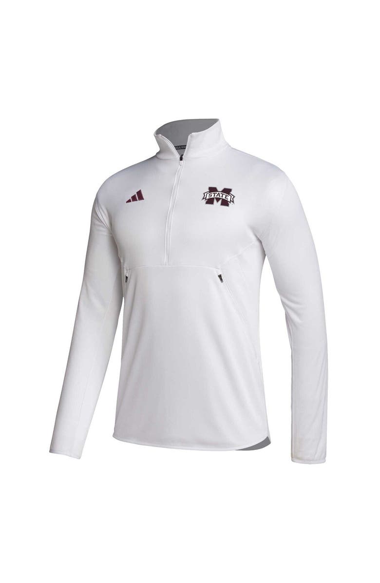 adidas Men's adidas White Mississippi State Bulldogs 2023 Sideline AEROREADY Half-Zip Top, Alternate, color, White