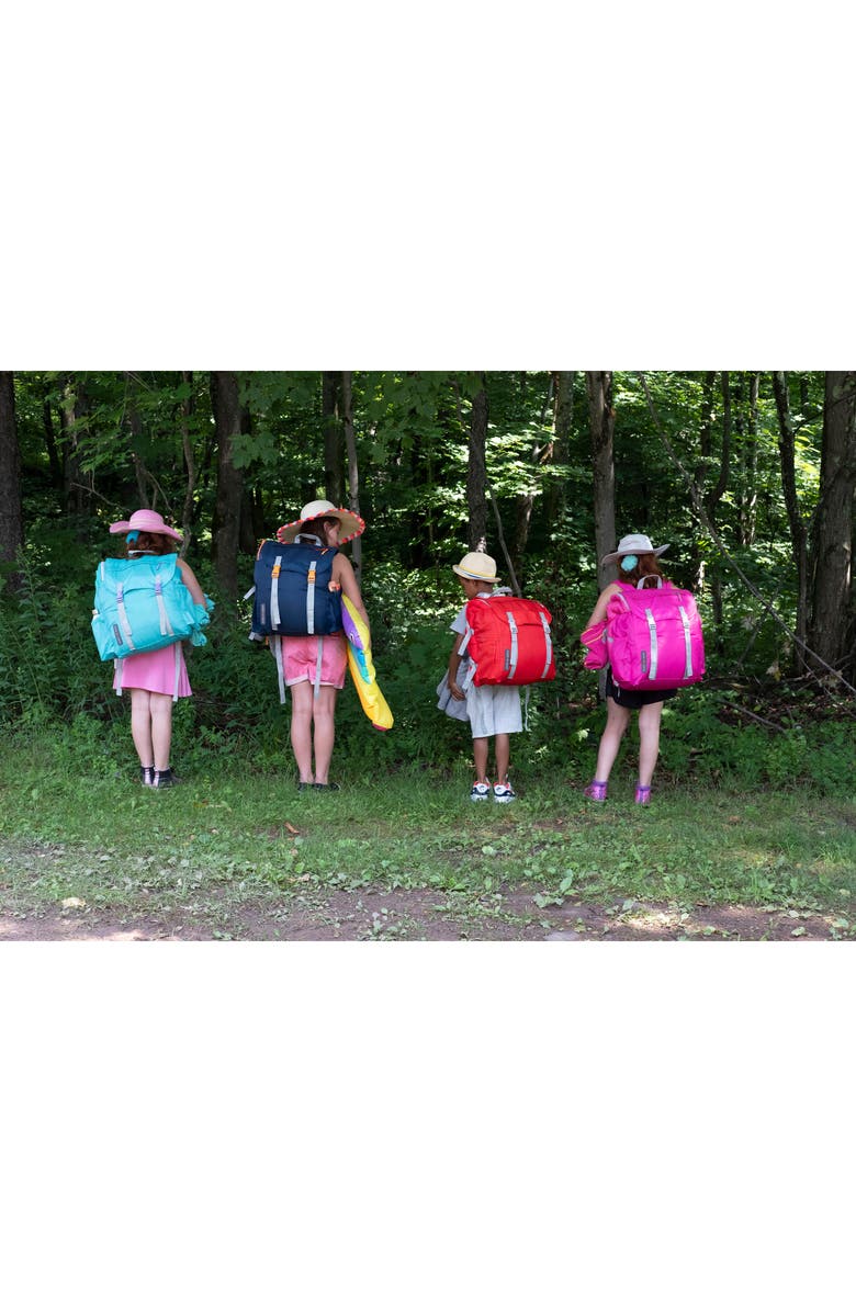 mimish Kids' Sleep-n-Pack Faux Shearling Lined Sleeping Bag Backpack, Alternate, color, Fiery Red/ Stormy Grey