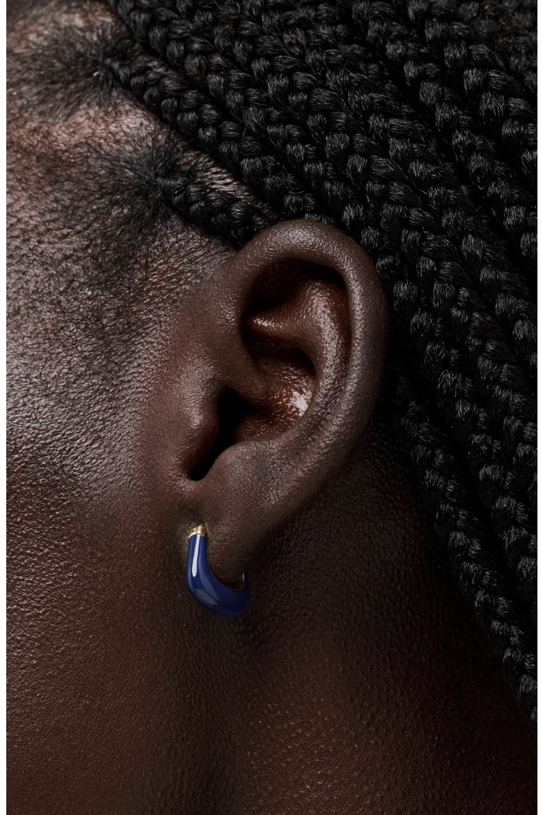 Dakota Mini Enamel Huggie Hoop Earrings, Alternate, color, GOLD / BLUE