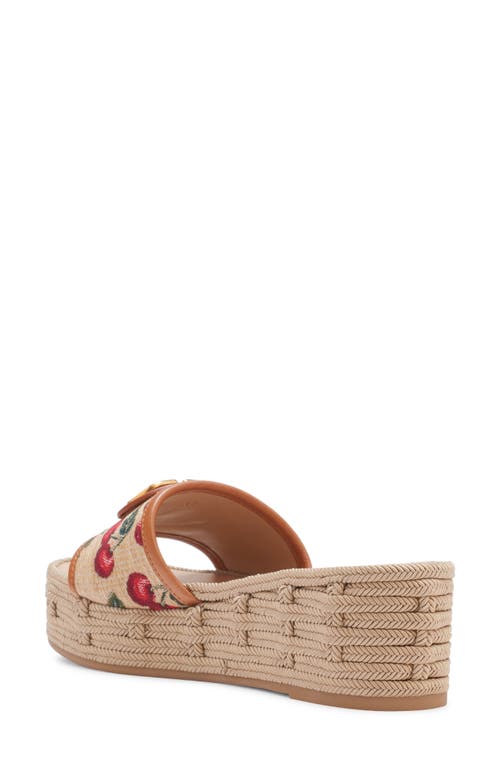 Valentino Vlogo Signature 60 Cherryfic Leather-trim Wedge Sandal In Naturale/rosso