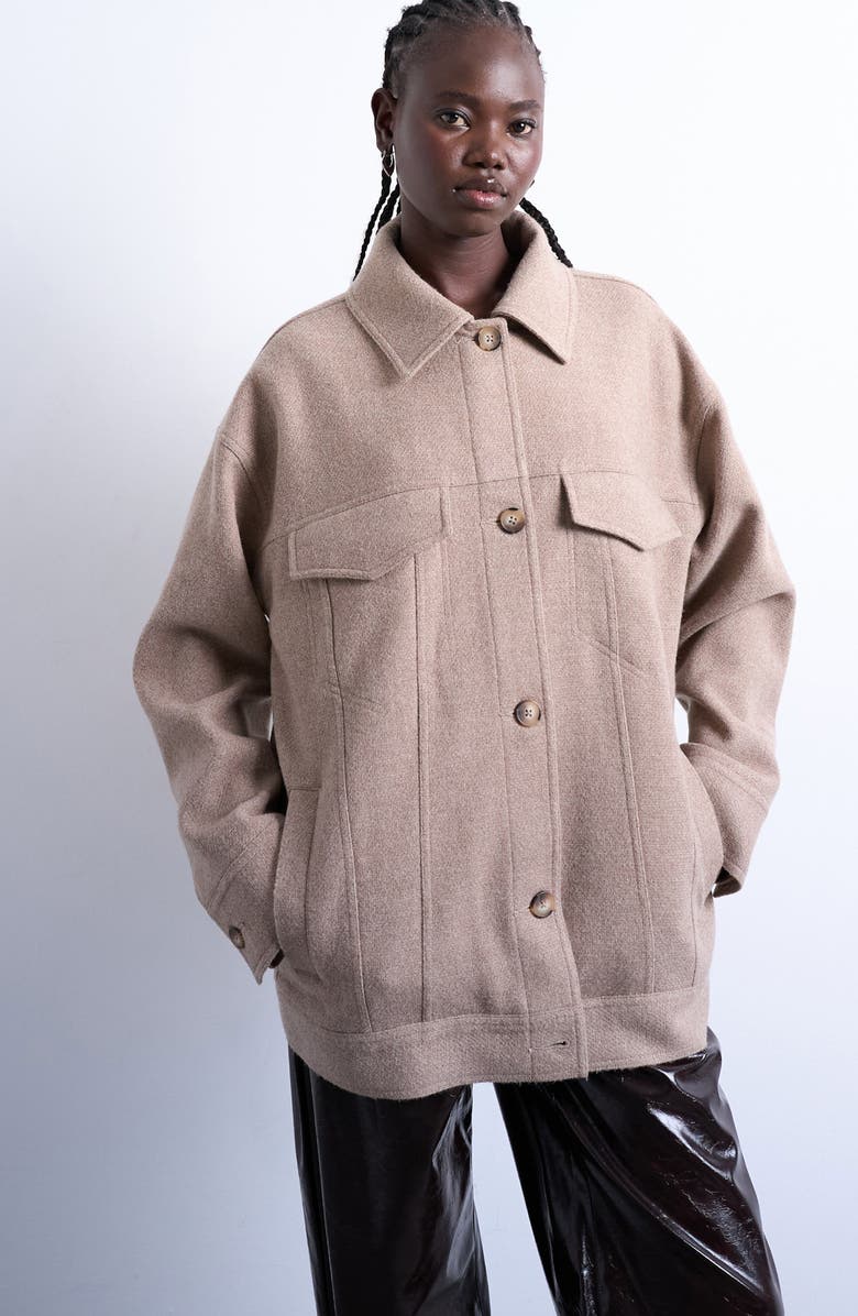 Topshop Chore Jacket, Main, color, Light Brown