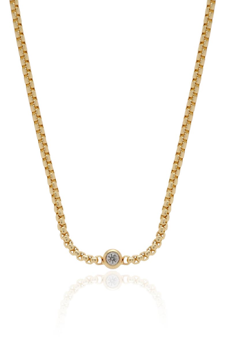 Ettika Bezel Set Crystal Chain Necklace, Main, color, Gold
