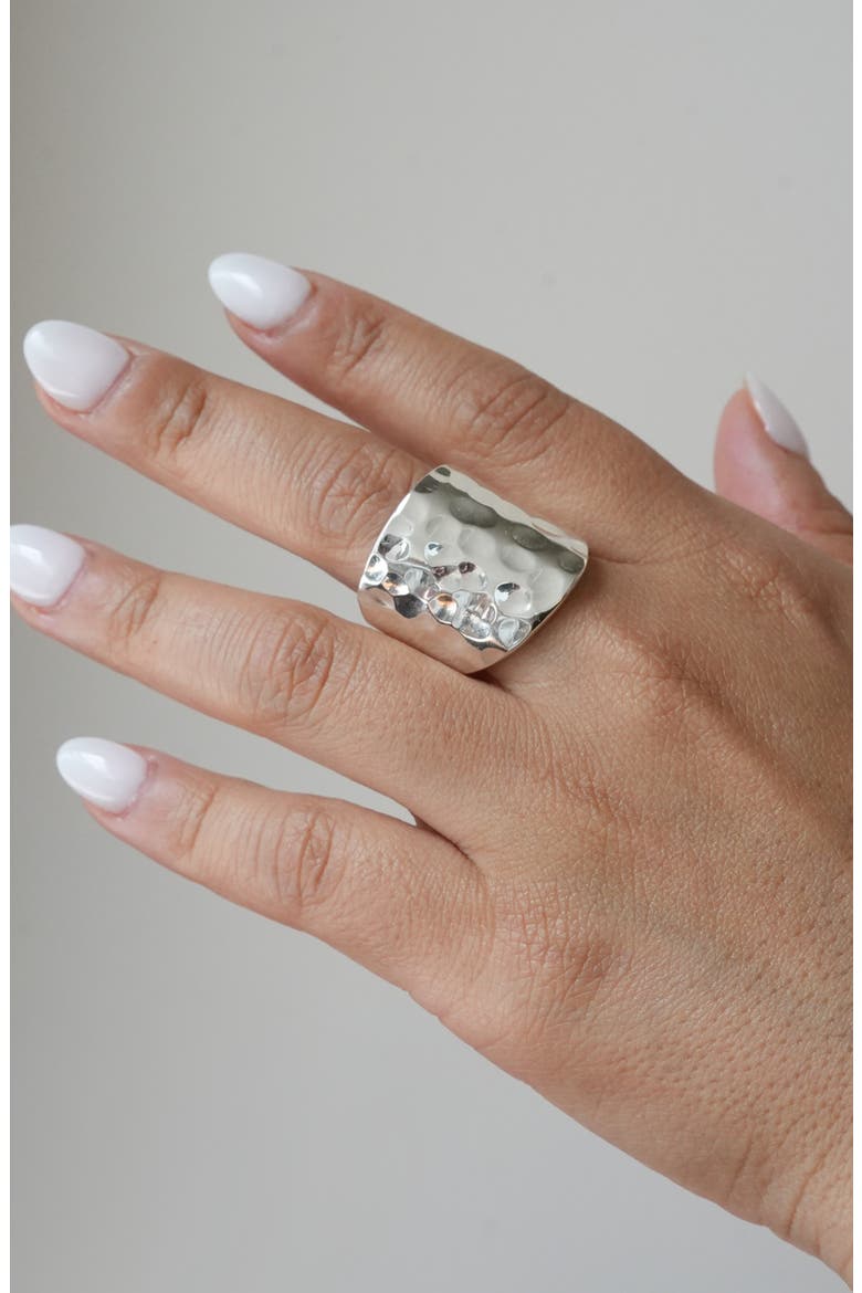 Hammered Linear Ring, Alternate, color, SILVER