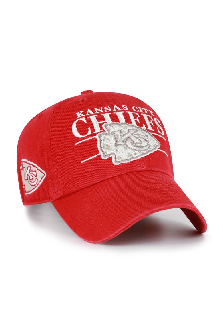 Men's '47 Red Kansas City Chiefs Throwback Graphic Clean Up Adjustable Hat, Main, color, Red