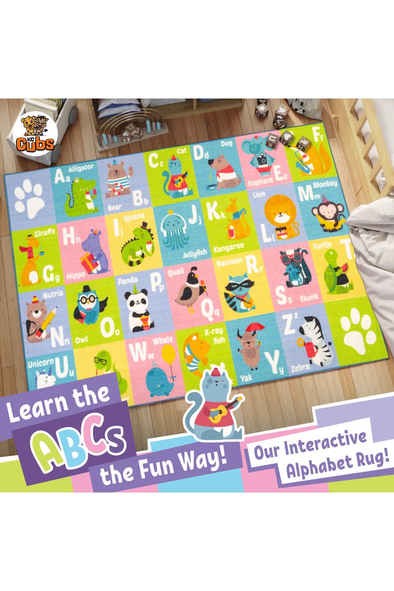 Educational Rug ABC Alphabet Animal, 3x5' Playmat, Alternate, color, Multicolored