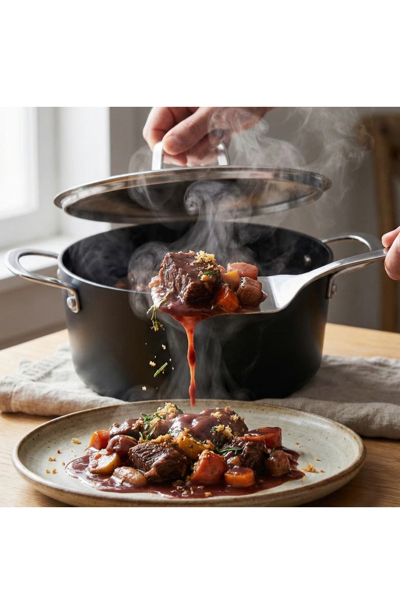 Alva Maestro Nonstick Stock Pot with Lid, Alternate, color, Black