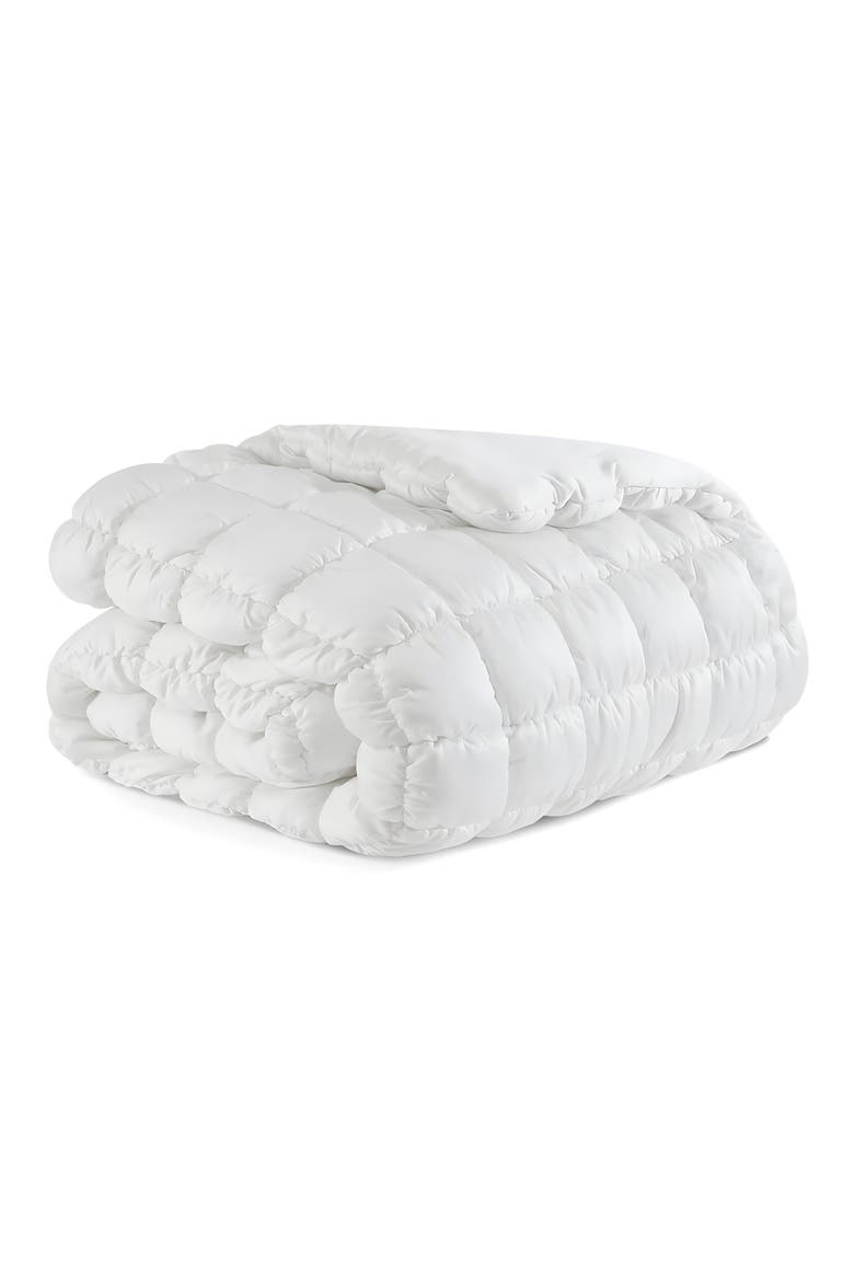 Silky Puff Squares Comforter, Main, color, WHITE