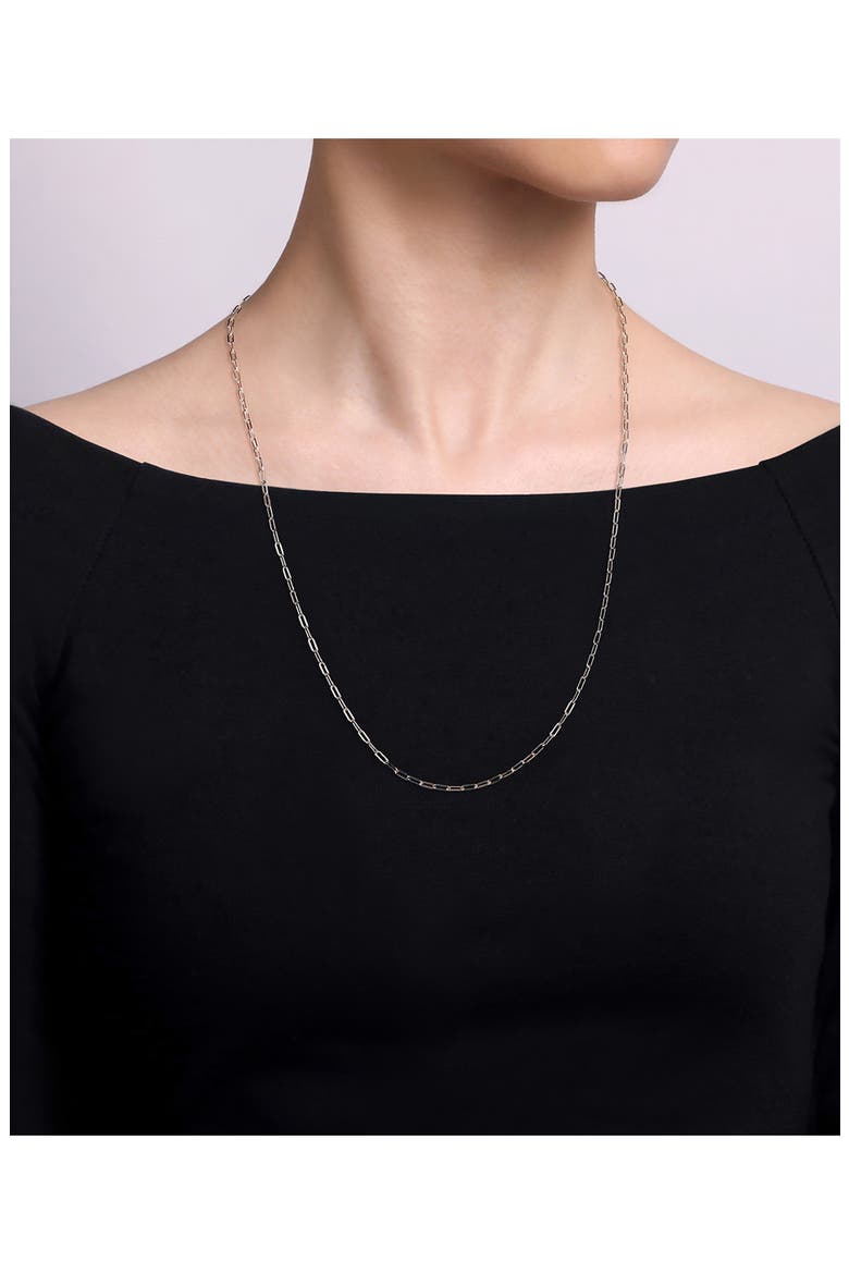 Paper Clip Chain Necklace, Main, color, STERLING SILVER