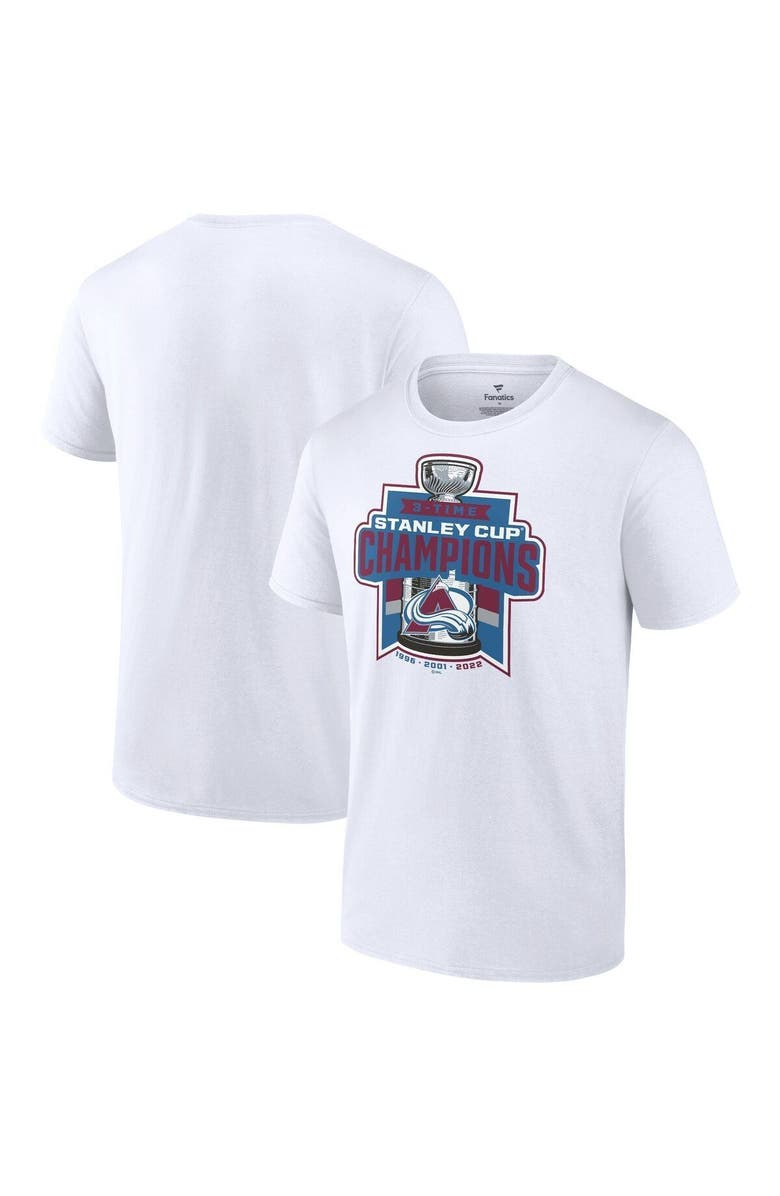 FANATICS Men's Fanatics Branded White Colorado Avalanche 3-Time Stanley Cup Champions T-Shirt, Main, color, 