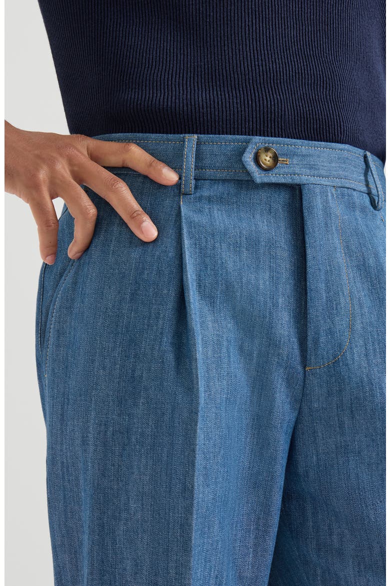 Lightweight denimtrousers with double pleats, Alternate, color, Medium Denim