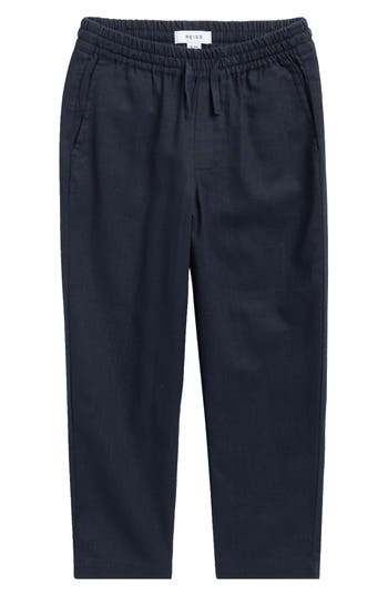 Reiss Kids' Wilfred Linen Pull On Pants In Black