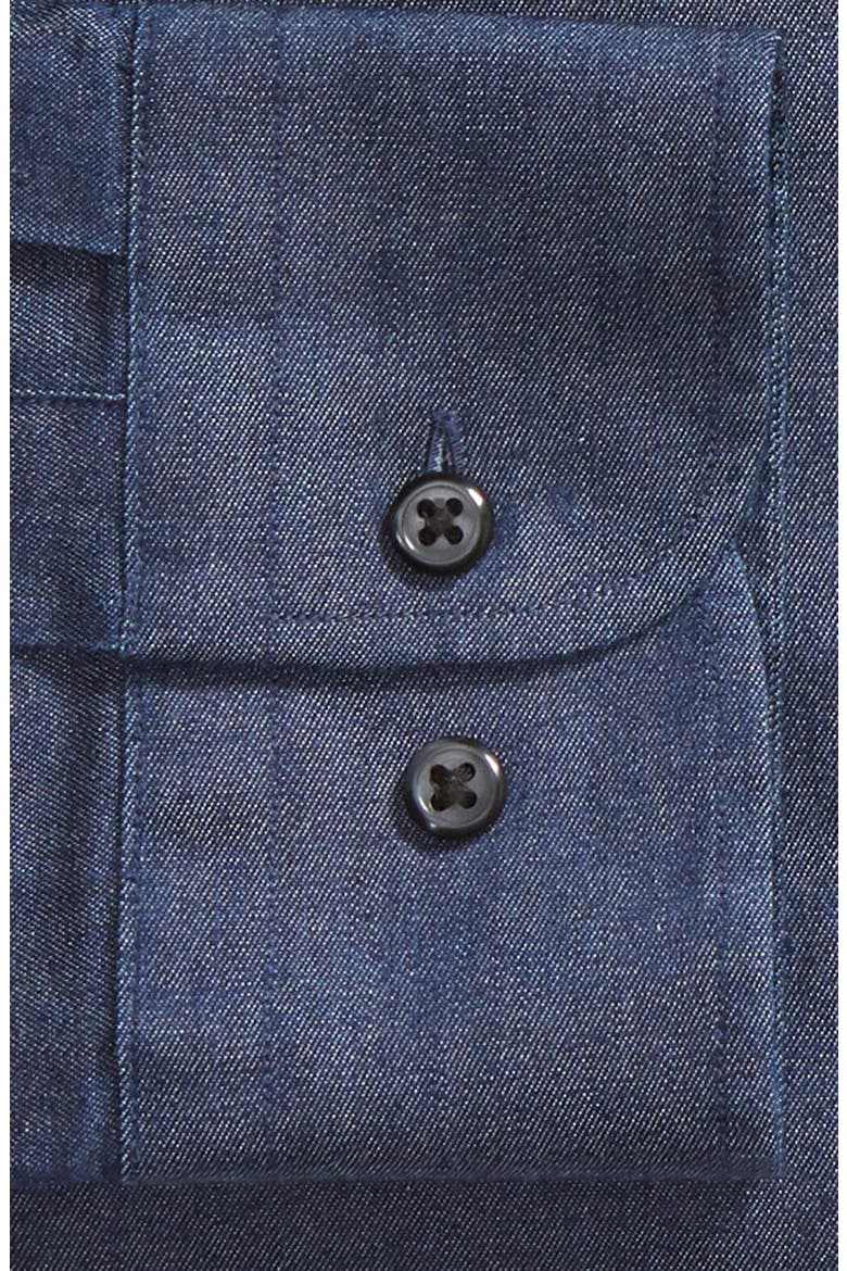 Trim Fit Solid Denim Dress Shirt, Alternate, color, NAVY INDIGO