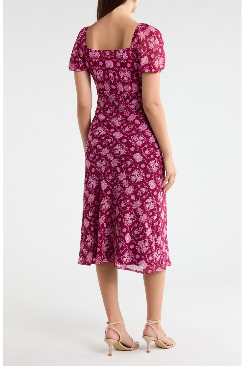 Short Sleeve Chiffon Midi Dress, Alternate, color, PURPLE POTION BELLA ORNATE