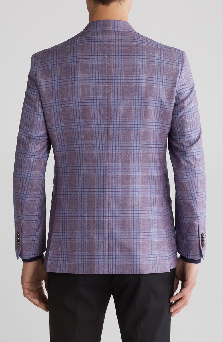 Ted Baker London Jay Slim Fit Windowpane Check Blazer, Alternate, color, Berry