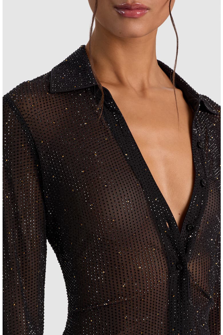 Freya Embellished Mesh Top, Alternate, color, BLACK/ GOLD