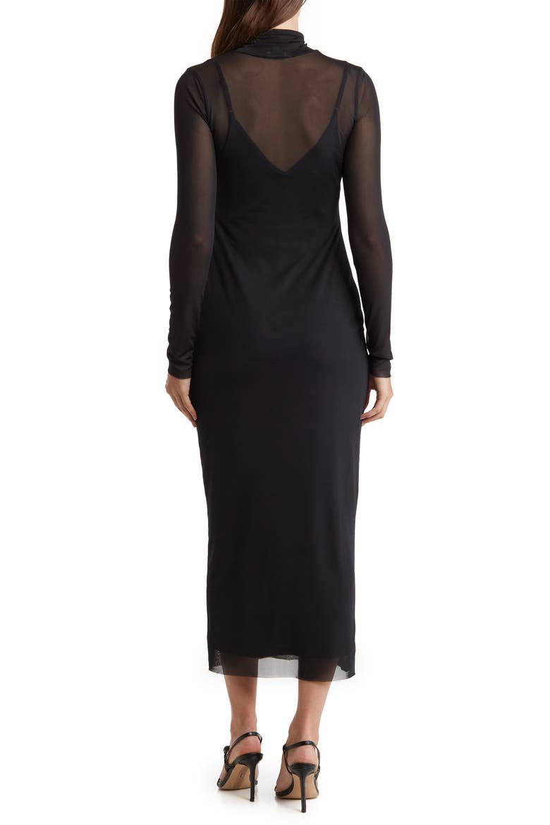 Marni Turtleneck Long Sleeve Mesh Dress, Alternate, color, NOIR